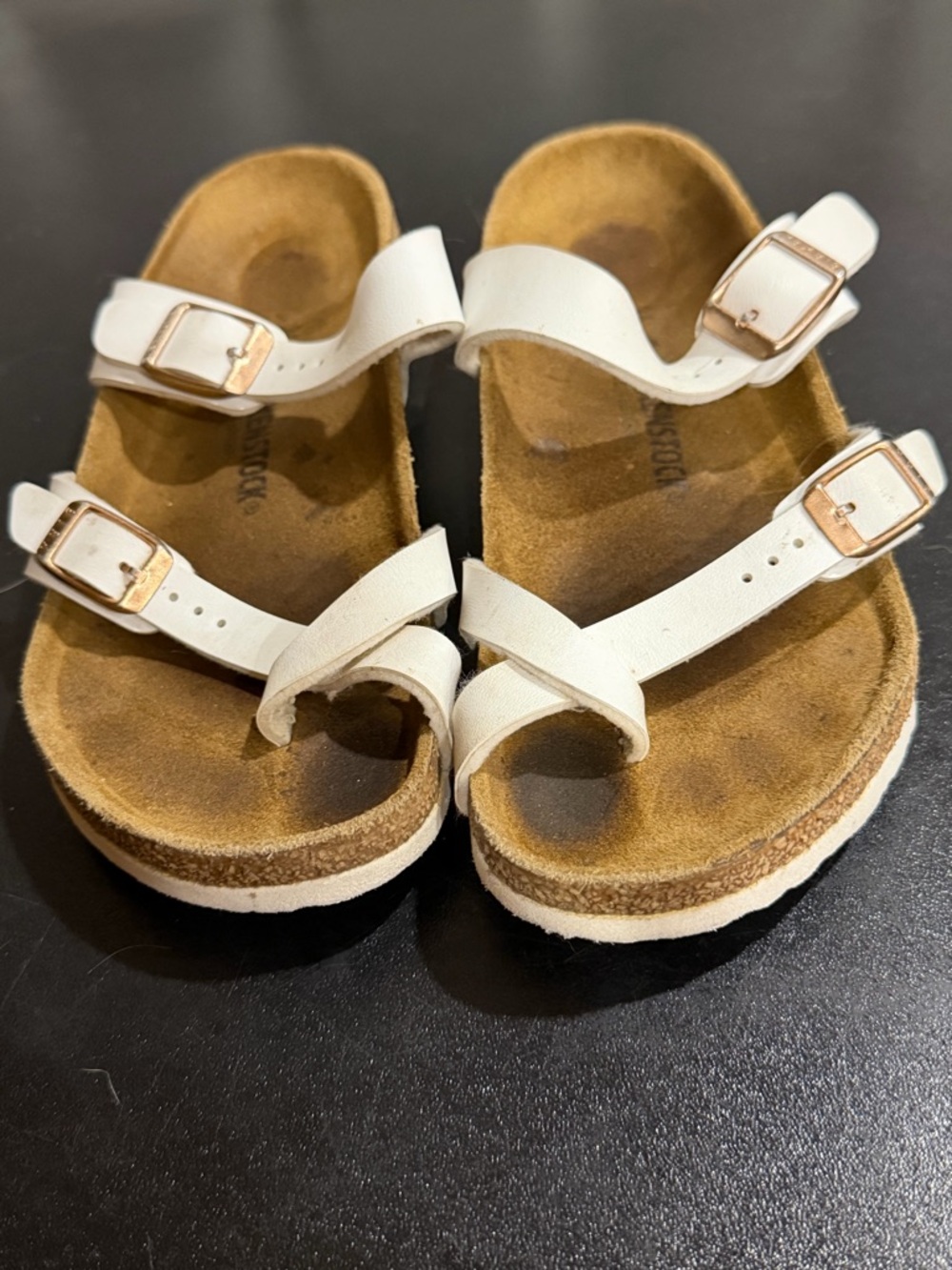 Birkenstock Kids White Double-Buckle Sandals with Toe Loop EU34/ 3-3.5